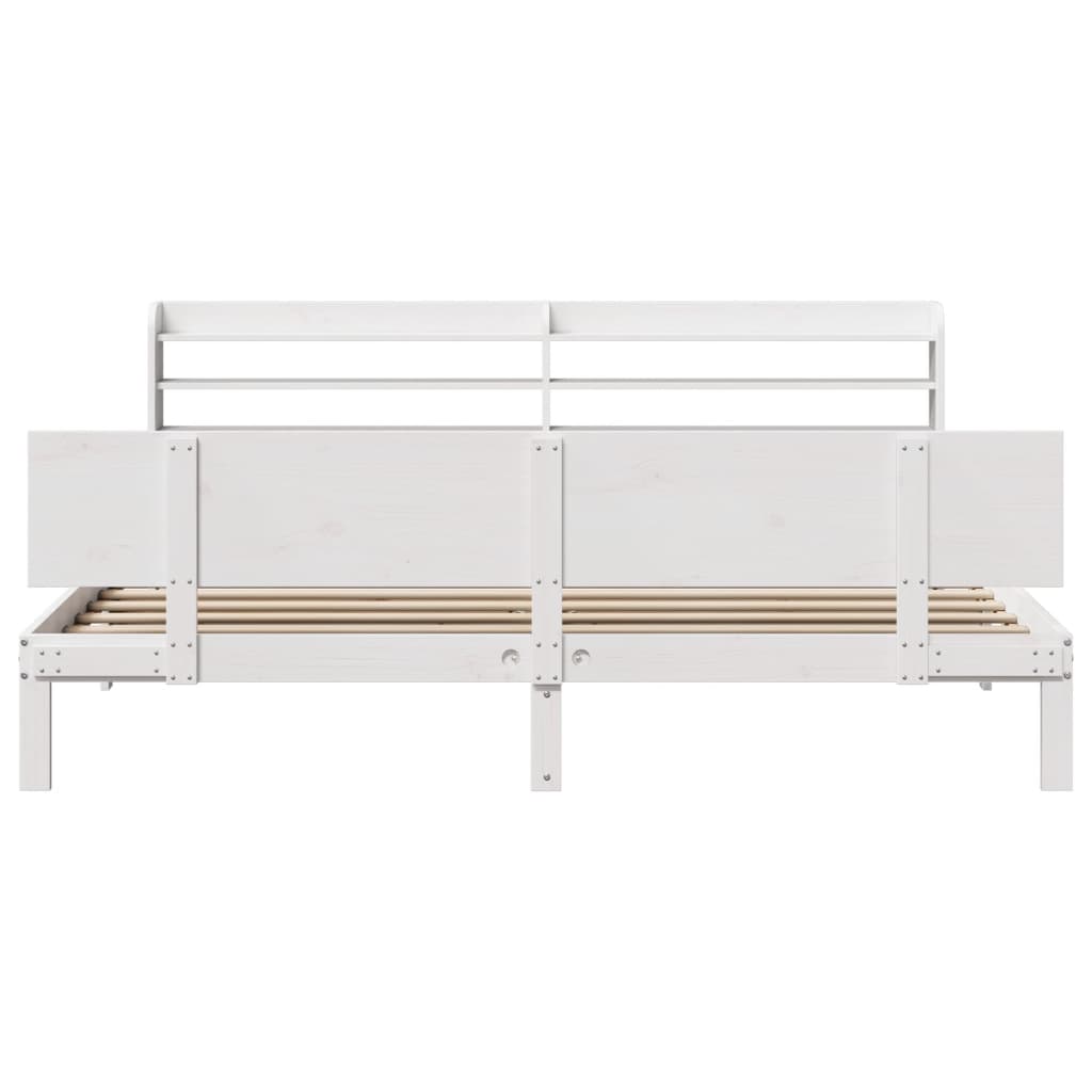 Bed Frame with Headboard without Mattress White 180x200 cm Super King